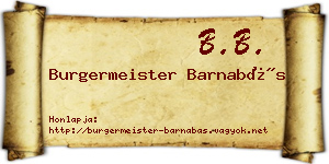 Burgermeister Barnabás névjegykártya
